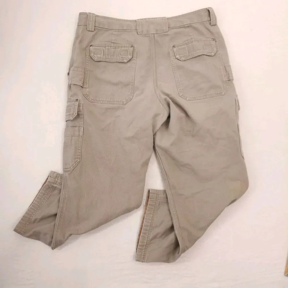 Duluth Trading Co Mens‎ Cargo Pants 36x28 Tan Heavy Duty Workwear Outdoor